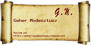 Geher Modesztusz névjegykártya